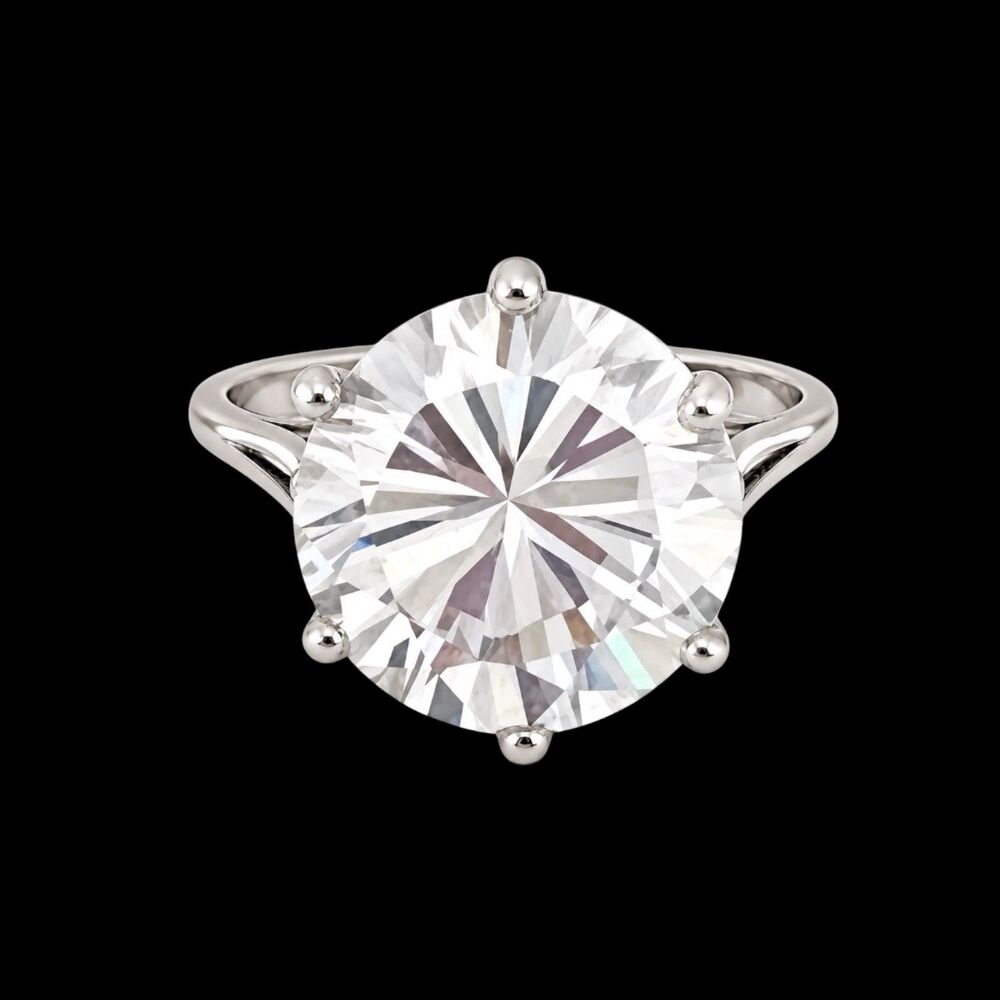 Vintage 1970s Ring Size 6 Uncas CZ Solitaire Round Cut White Gold Plated - 14S